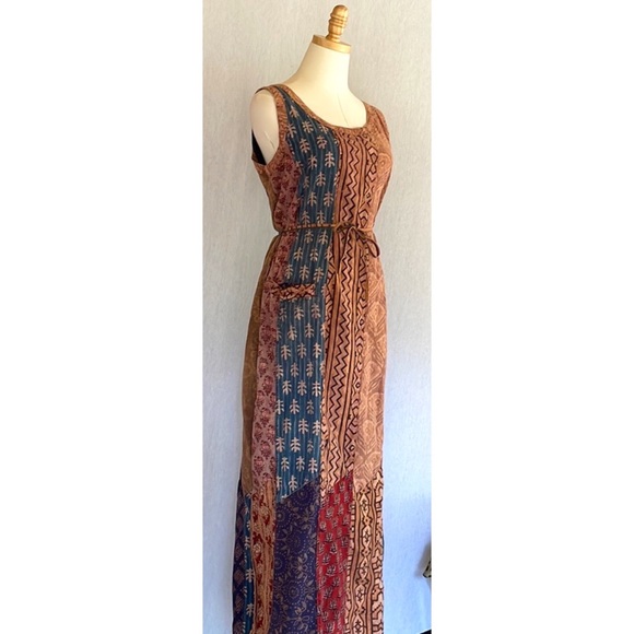 Sacred Threads Dresses & Skirts - Sacred Threads 100% cotton paneled belted maxi dress